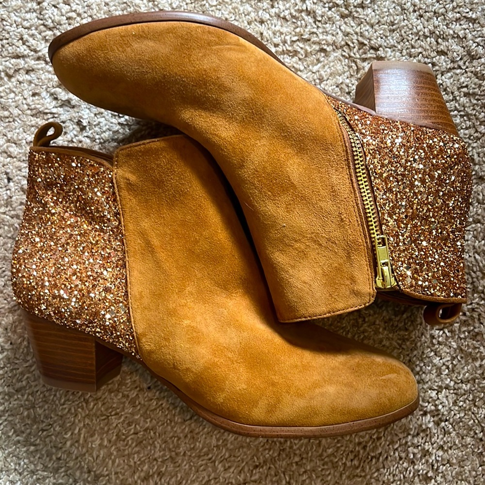 Anthropologie Glitter Ankle Boots Gem